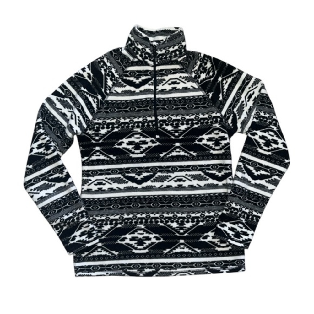Eddie Bauer Aztec Southwestern Print Quarter Zip Fleece Pullover Sweatshirt Med